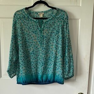 Lucky Brand Semi Sheer Lightweight Top Size L
